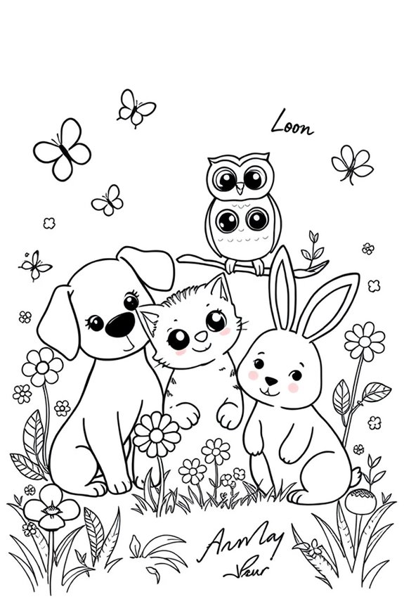 Animal Friends Coloring Sheet