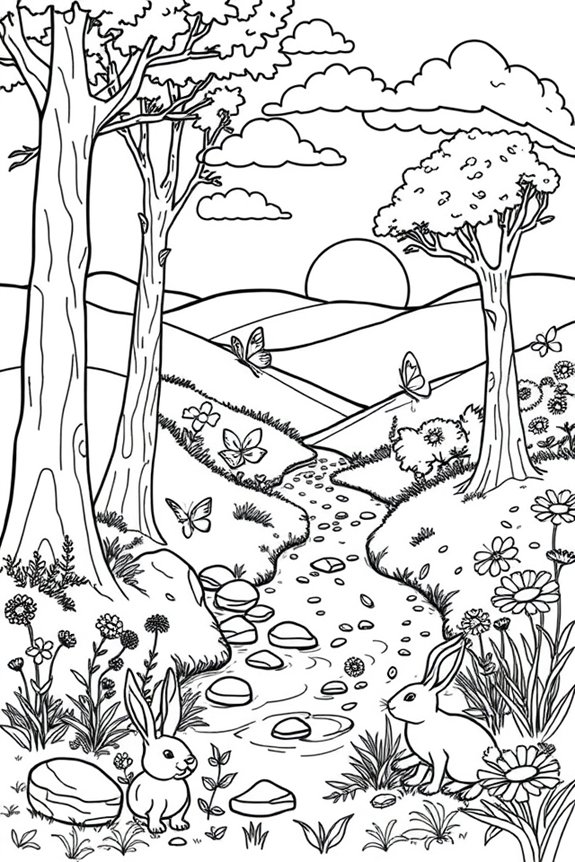 Nature Scene Coloring Sheet