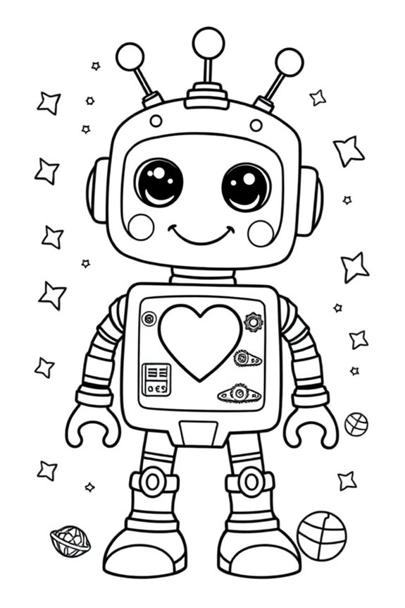 Cute Robot Coloring Sheet