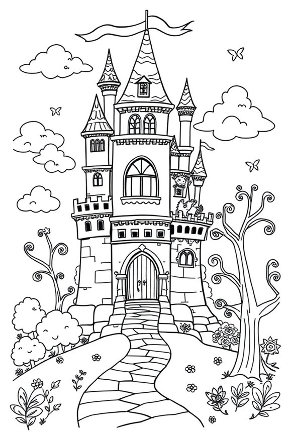 Fantasy Castle Coloring Sheet