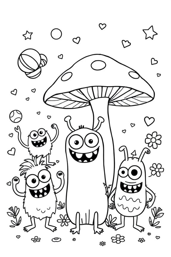 Playful Monsters Coloring Sheet