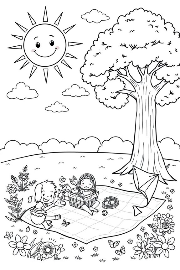 Sunny Day at the Park Coloring Sheet