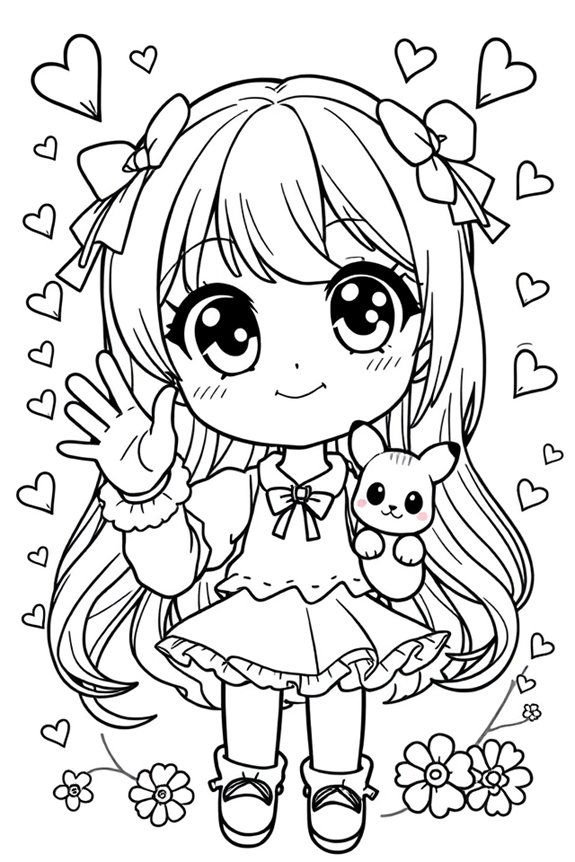 Cute Anime Girl Coloring Sheet