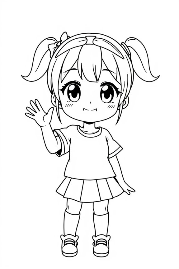Simple Anime Girl Line Art Coloring Sheet