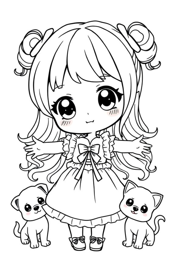 Chibi Anime Girl Coloring Sheet