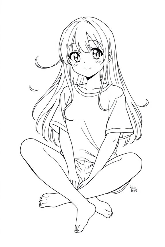 Casual Anime Girl Pose Coloring Sheet