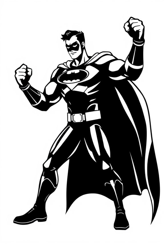Superhero Silhouette Coloring Sheet