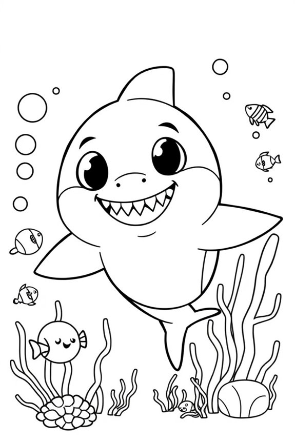 Baby Shark Line Art Coloring Sheet