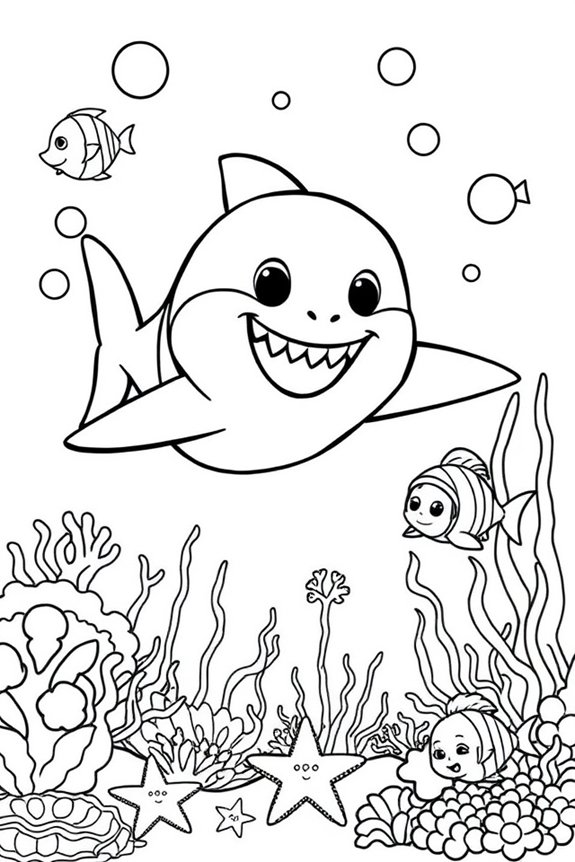 Baby Shark Underwater Scene Coloring Sheet