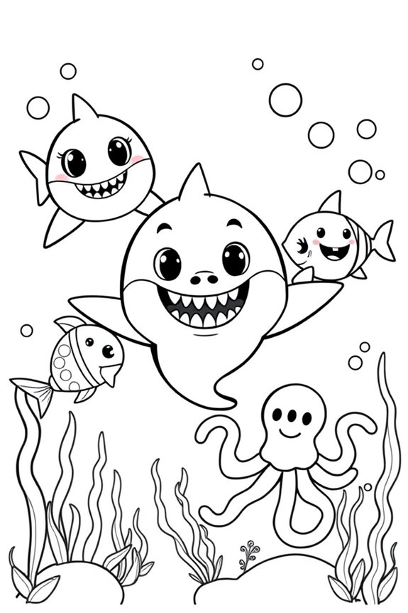 Baby Shark with Friends Coloring Sheet