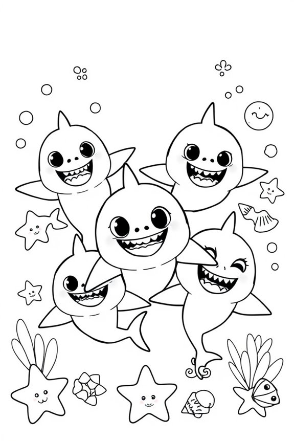 Baby Shark Cute Expressions Coloring Sheet