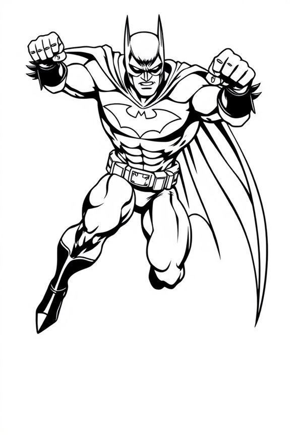 Batman Action Pose Coloring Sheet