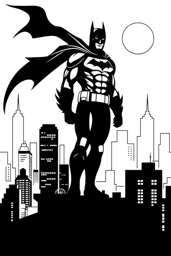 Batman Superhero Scene Coloring Sheet