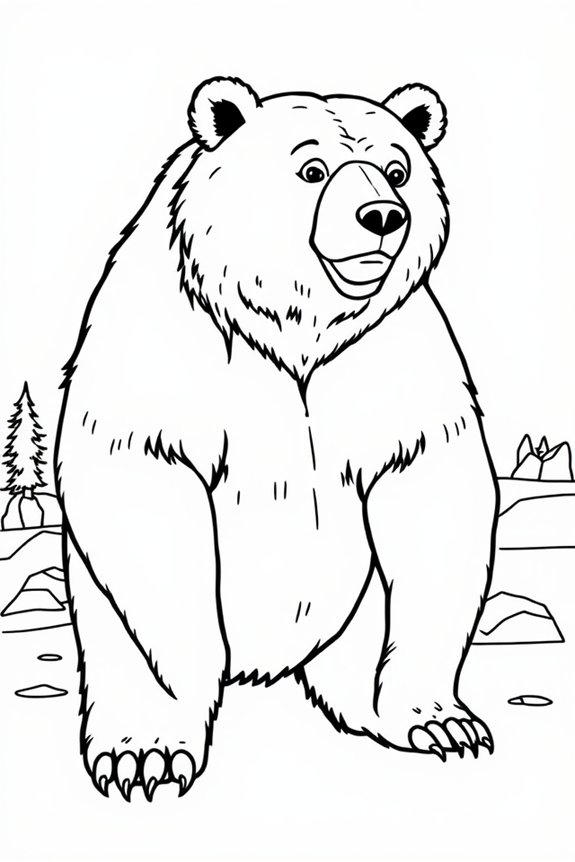 Realistic Bear Coloring Sheet