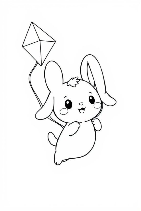 Cinnamoroll Flying with a Kite Coloring Sheet