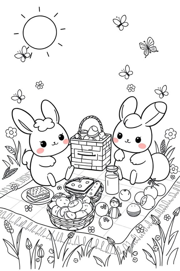 Cinnamoroll and Friends Picnic Coloring Sheet