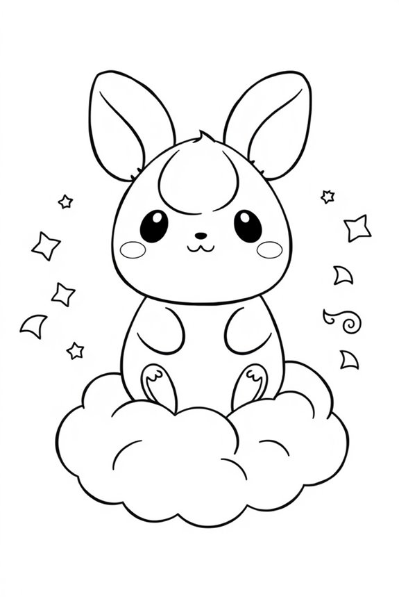 Cinnamoroll on a Cloud Coloring Sheet