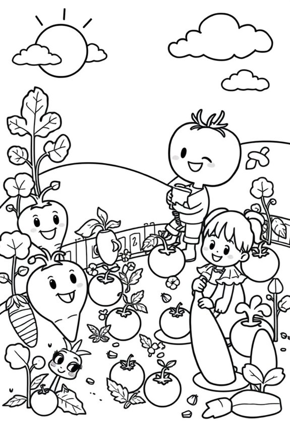 Cocomelon Vegetable Garden Coloring Sheet