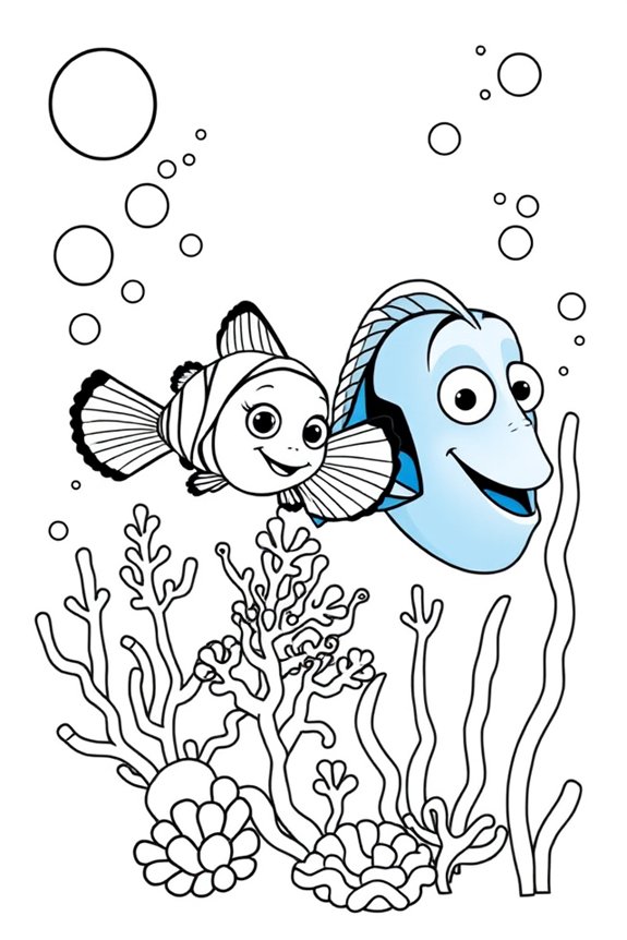 Finding Nemo Underwater Scene Coloring Sheet