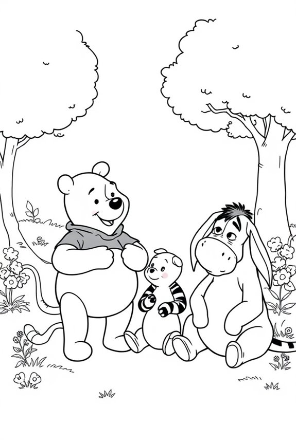 Winnie the Pooh Friends Coloring Sheet