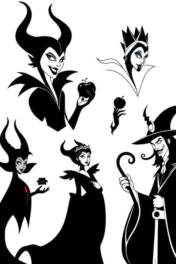 Disney Villains Silhouette Coloring Sheet