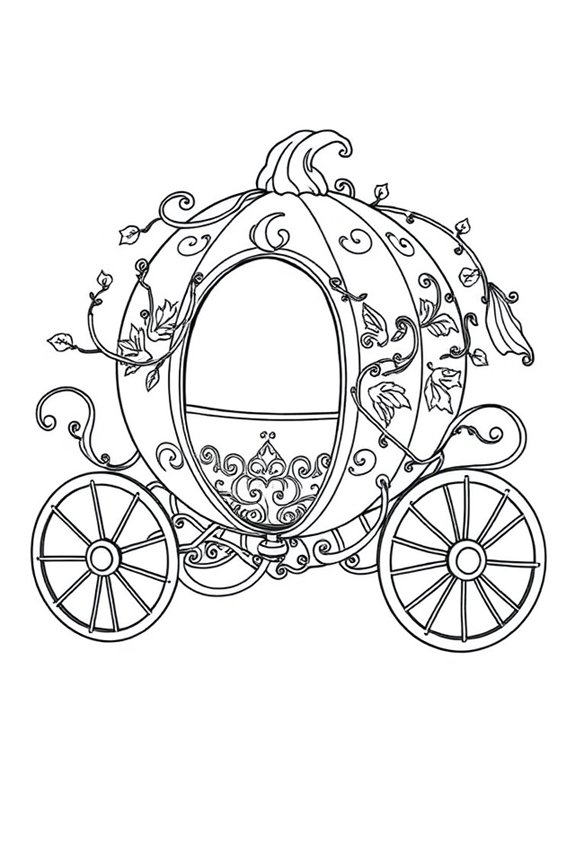Cinderella's Pumpkin Carriage Coloring Sheet
