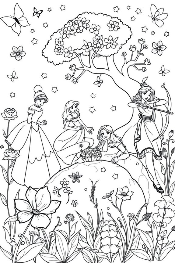 Disney Princess Garden Coloring Sheet