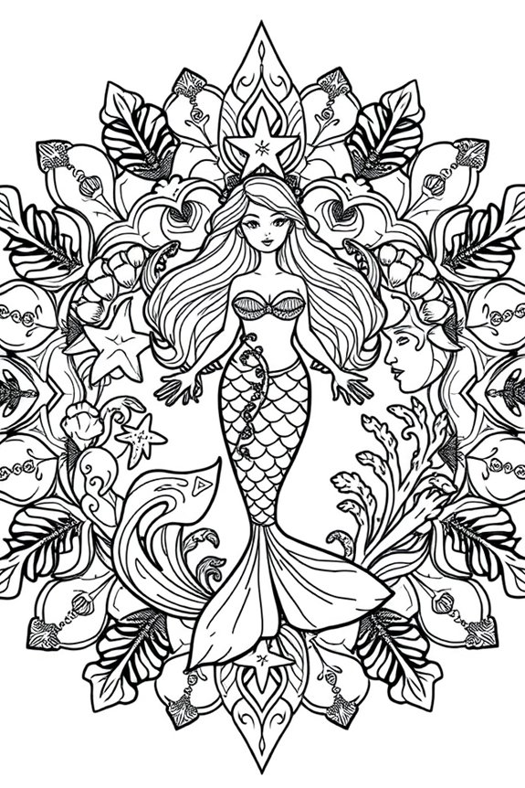 Mermaid Mandala Coloring Sheet