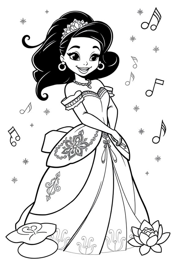 Charming Tiana Coloring Sheet