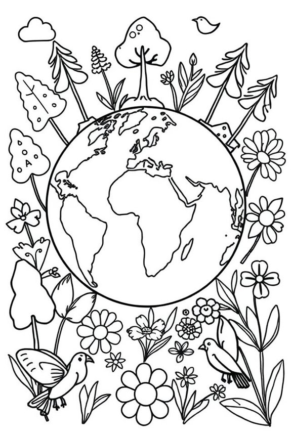 Earth Day Globe Simple Coloring Sheet