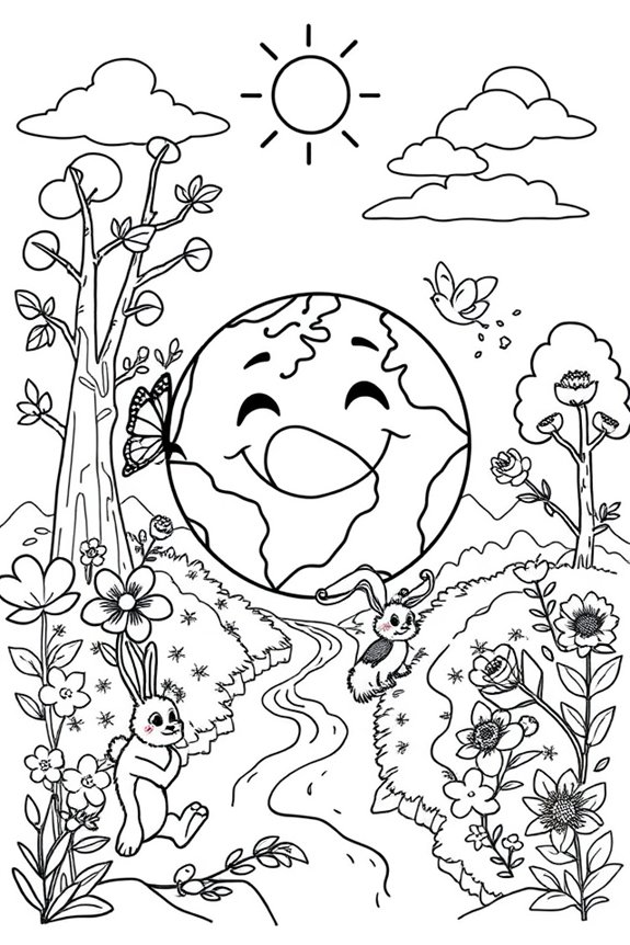 Earth Day Nature Scene Coloring Sheet