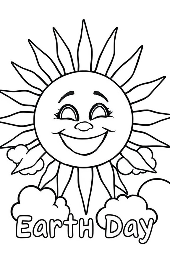 Earth Day Sun and Clouds Coloring Sheet