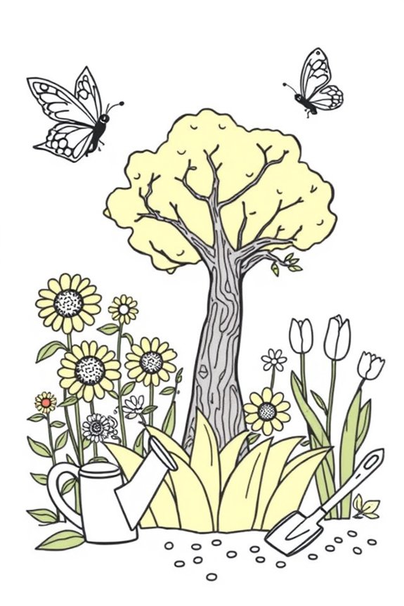 Earth Day Garden Scene Coloring Sheet
