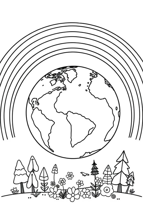 Earth Day Rainbow Coloring Sheet