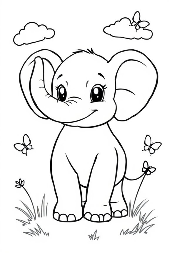 Cute Baby Elephant Coloring Sheet