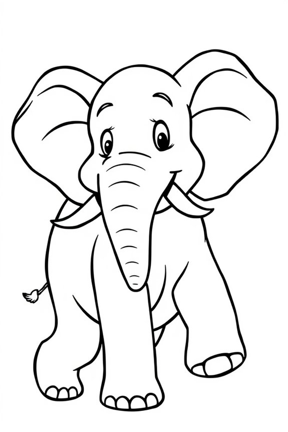 Simple Outline Elephant Coloring Sheet