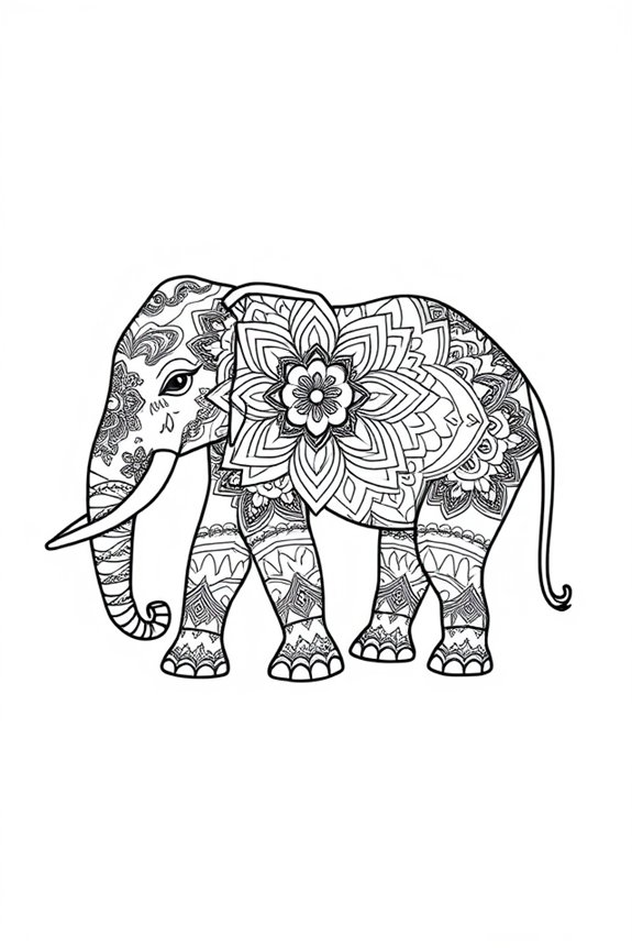 Elegant Mandala Elephant Coloring Sheet