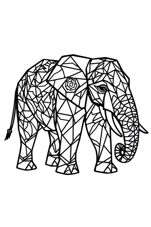 Geometric Elephant Coloring Sheet