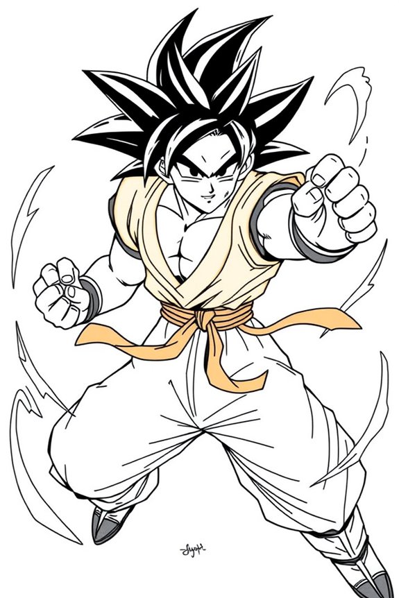 Goku Action Pose Coloring Sheet