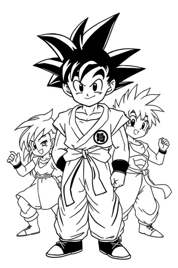 Goku with Friends Coloring Sheet