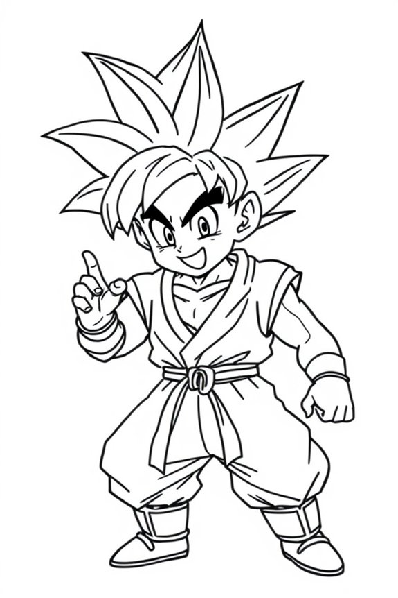 Goku Simple Line Art Coloring Sheet