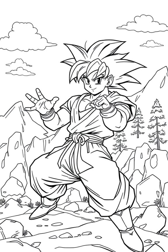 Goku Training Scene Coloring Sheet