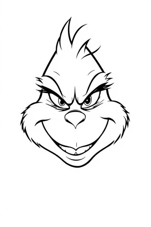 Simple Grinch Face Coloring Sheet