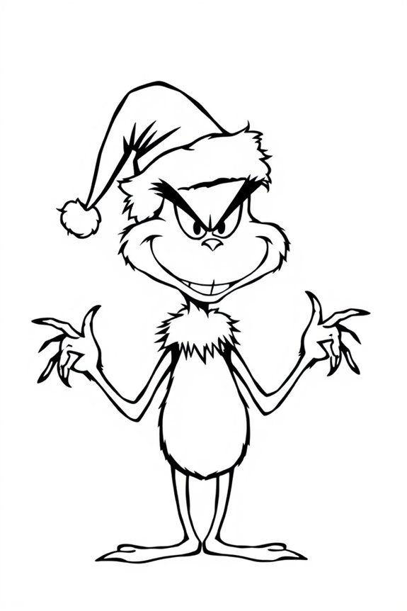 Easy Grinch Silhouette Coloring Sheet