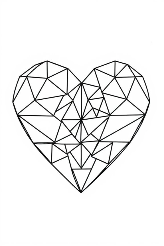 Geometric Heart Coloring Sheet