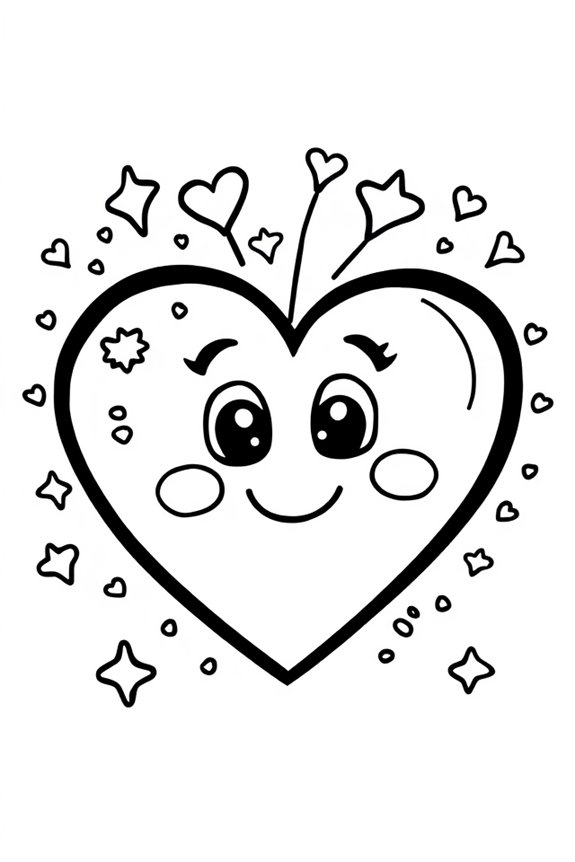 Cartoon Heart Coloring Sheet