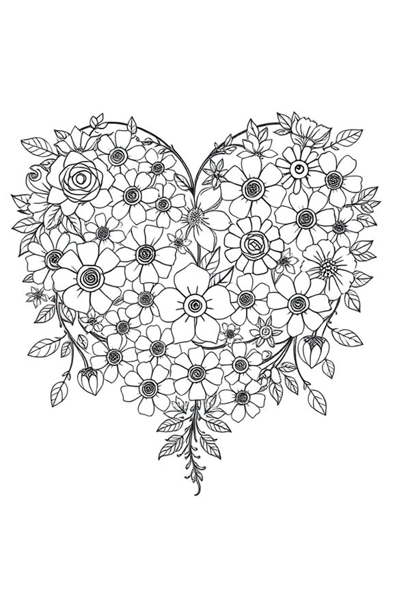 Floral Heart Coloring Sheet