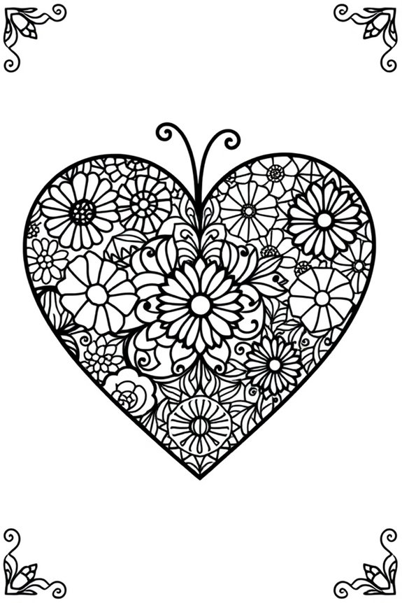 Patterned Heart Coloring Sheet