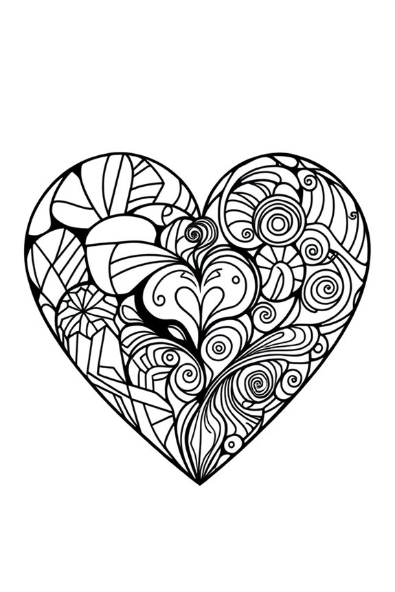 Abstract Heart Coloring Sheet