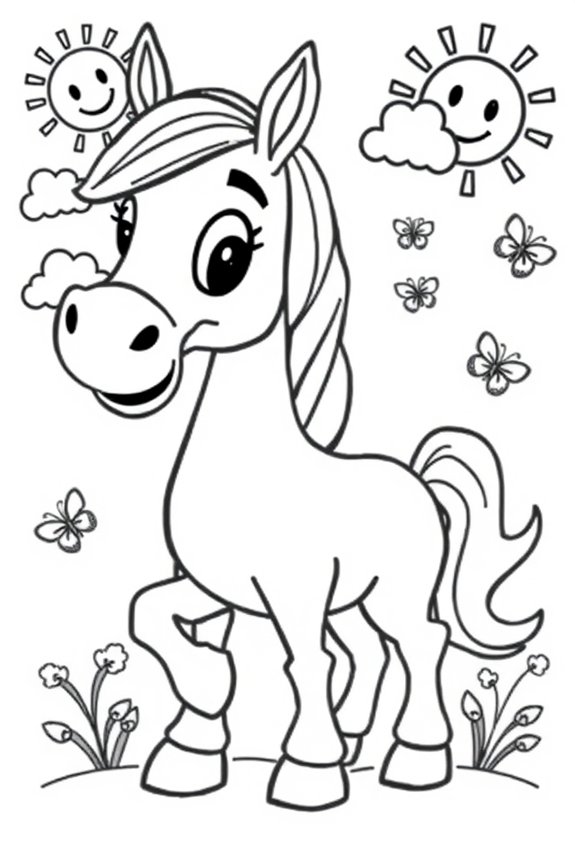 Cartoon Horse Coloring Sheet